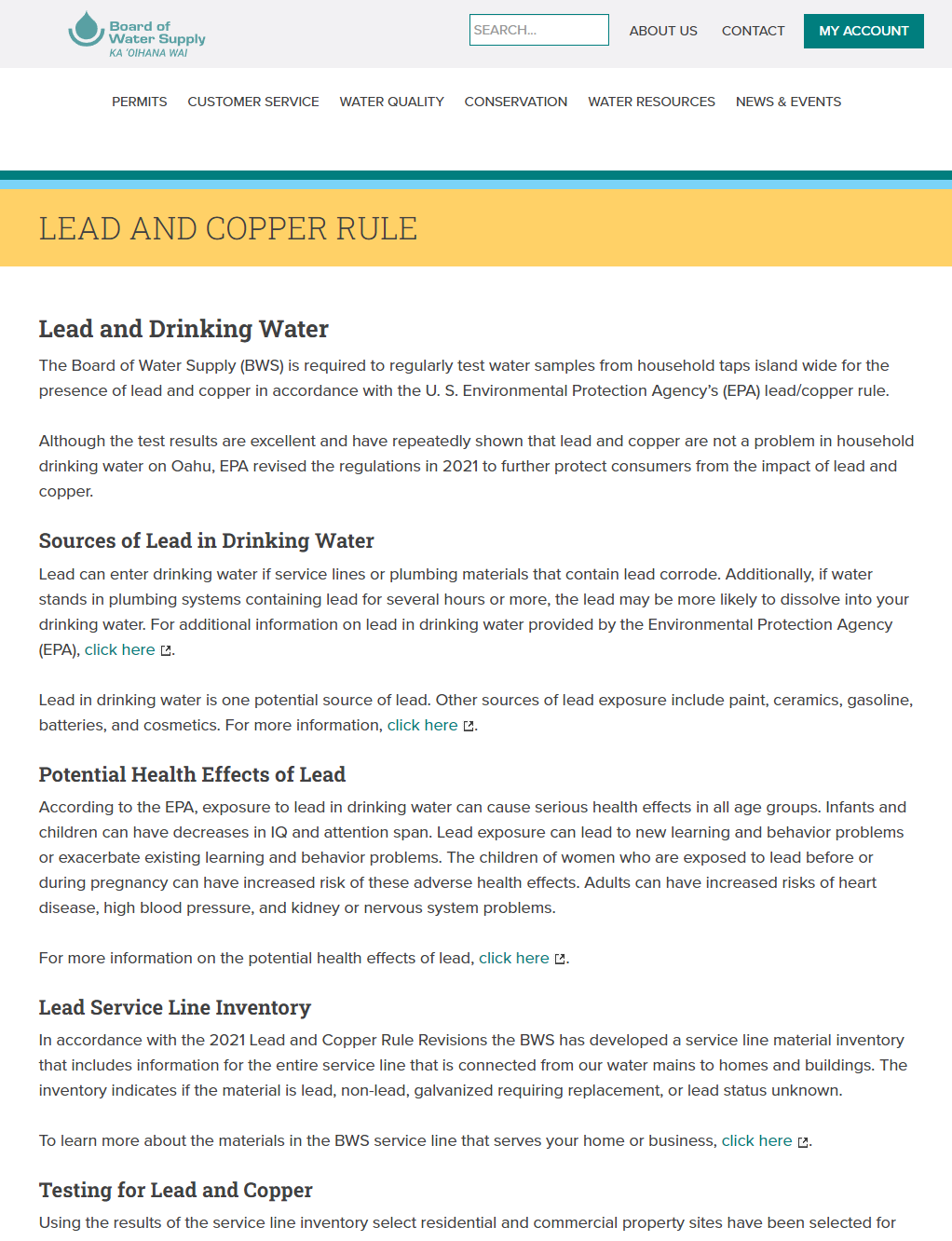 lead and copper rule page