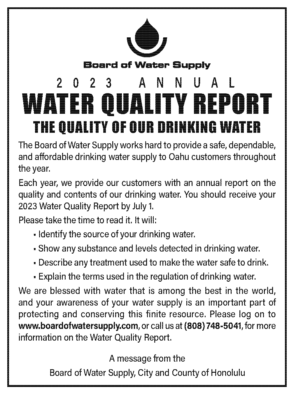 water quality report 2022 consumer confidence report
